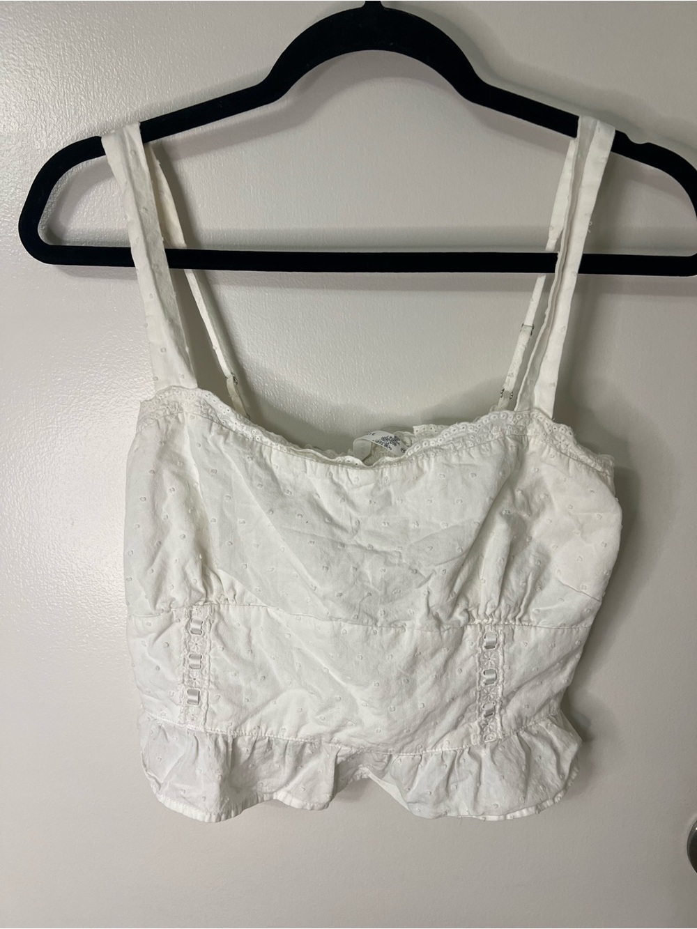 Altar'd State White Eyelet Peplum Camisole Peasant Cottagecore Boho Bohemian